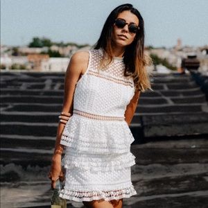 White Lace short Dress